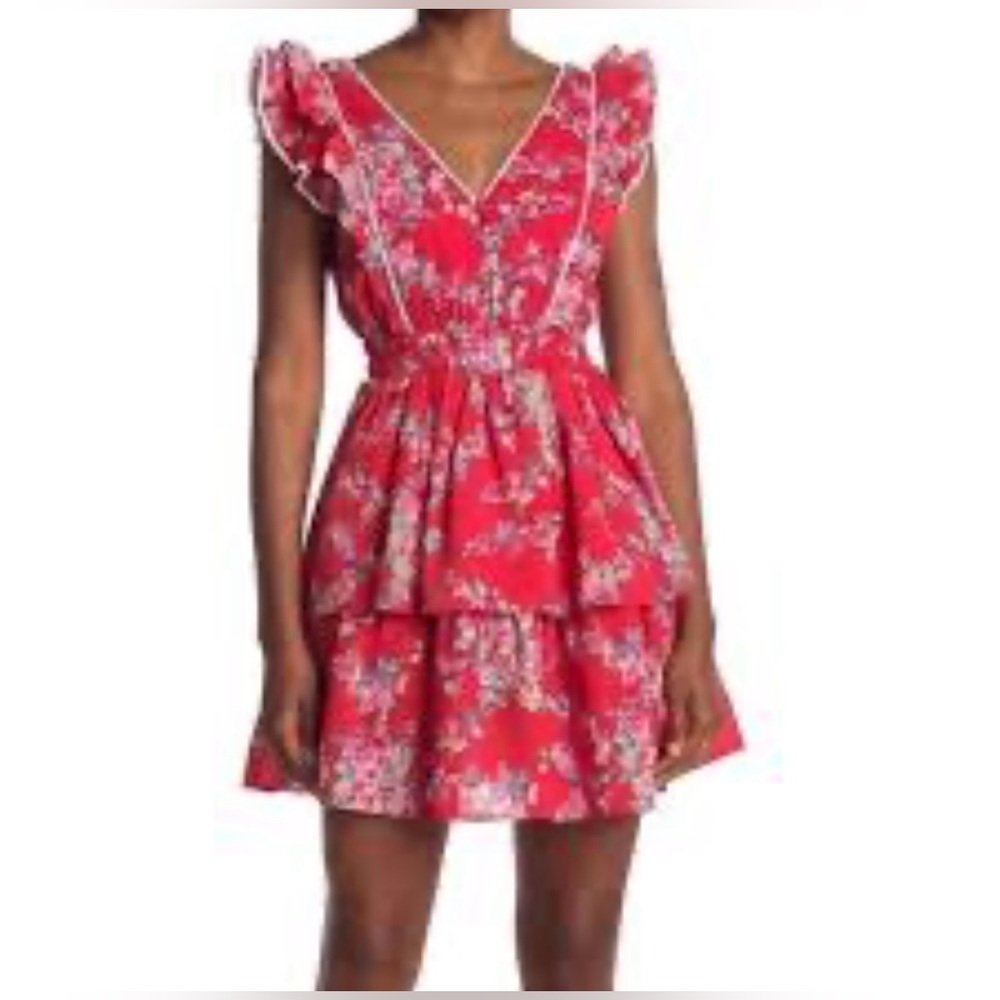 NWT Betsey Johnson Red Sleeveless V-Neck Ruffle Tiered Sundress Sz XL - Picture 2 of 6
